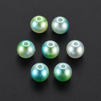 ABS Plastic Imitation Pearl Beads, Round, Lime Green, 8mm, Hole: 1.8mm, about 1940pcs/500g