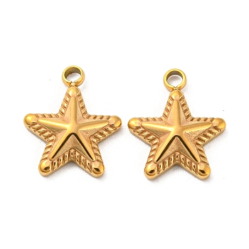 304 Stainless Steel Charms, Star Charm, Real 14K Gold Plated, 12x10x3mm, Hole: 1.6mm