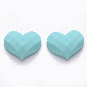 Opaque Resin Cabochons,
Faceted, Heart, Medium Turquoise, 20x27x10mm