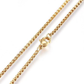 304 Stainless Steel Rolo Chain Necklaces, with Lobster Claw Clasps, Golden, 23.6 inch(60cm)