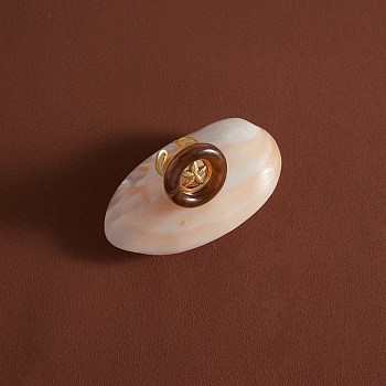 304 Stainless Steel Cuff Open Rings, with Acrylic, Starfish with Flat Round, Real 18K Gold Plated, 18mm