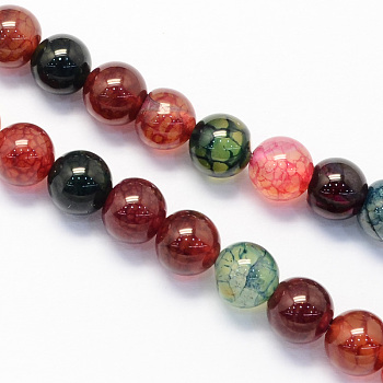 Round Natural Agate Beads Strands, Dyed, 8mm, Hole: 1.5mm, about 48pcs/strand, 15.1 inch