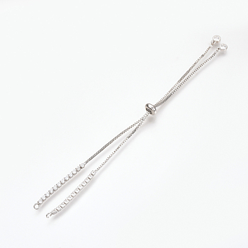 Adjustable Brass Micro Pave Cubic Zirconia Chain Bracelet Making, Slider Bracelets Making, Platinum, 240~250mm, 1mm, Hole: 1.5mm
