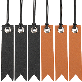 8Pcs 2 Colors Leather Bookmarks, with Tassel & Iron Grommets, Rectangle, Mixed Color, 193~195mm, 4pcs/color