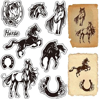 Custom PVC Plastic Clear Stamps, for DIY Scrapbooking, Photo Album Decorative, Cards Making, Stamp Sheets, Film Frame, Horse, 160x110x3mm