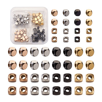 Vacuum Plating 304 Stainless Steel Beads, Cube, Mixed Color, 4~6x4~6x4~6mm, Hole: 2.5mm, 80pcs/box