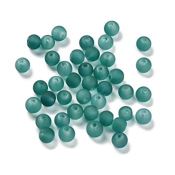 Transparent Glass Beads, Round, for Beading Jewelry Making, Frosted, Dark Turquoise, 6mm, Hole: 1.4mm, 1388pcs/500g