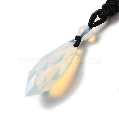collier pendentif cône naturel et synthétique avec corde en nylon pour femme(G-H286-08)-5