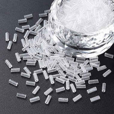 Clear Round Bugle Glass Beads