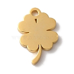 PVD Vacuum Plating 304 Stainless Steel Charms, Long-Lasting Plated, Laser Cut, Clover Charms, Golden, 11.5x7.5x1mm, Hole: 1.2mm(STAS-L081-022G)