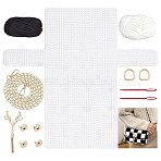 DIY Knitting Rectangle Shoulder Bags Set, Including Plastic Mesh Board, Cotton Threads, Deer Charm, Plastic Pins, Iron Chains and Findings, Mixed Color, 36x39.5x0.15cm(DIY-WH0182-69)