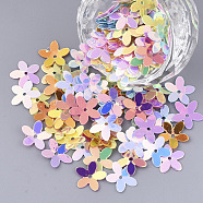 Ornament Accessories, PVC Plastic Paillette/Sequins Beads, Flower, Mixed Color, 10x10x0.4mm, Hole: 1.2mm, about 480pcs/bag(PVC-T005-079)
