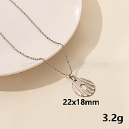 304 Stainless Steel Round Pendant Necklaces, Cable Chain Necklaces(SS2971-1)