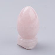 Natural Rose Quartz Display Decorations, with Base, Egg Shape Stone, 56mm, Egg: 47x30mm(DJEW-G018-07)