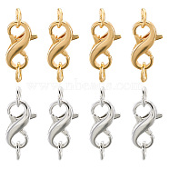 8Pcs 2 Colors Brass Double Opening Lobster Claw Clasps, with Rings, Platinum & Golden, 12x8mm, 4pcs/color(FIND-TA0001-45)