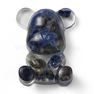 Resin Display Decorations, with Natural Sodalite Chips Inside, Bear, 53.5~53.8x41~41.5x17.5~21mm(DJEW-H001-B33)