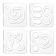 Acrylic Earring Handwork Template, Card Leather Cutting Stencils, Square, Clear, Ocean Themed Pattern, 152x152x4mm, 4 styles, 1pc/style, 4pcs/set(TOOL-WH0152-014)