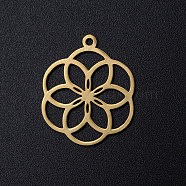 304 Stainless Steel Filigree Charms, Seed of Life/Sacred Geometry, Golden, 22.5x18.5x1mm, Hole: 1.5mm(X-A-STAS-T049-T671-2)