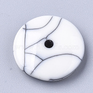 Resin Beads, Imitation Turquoise, Flat Round, Creamy White, 19x5mm, Hole: 2mm(RESI-T034-06F)