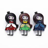 Girl with Crown Enamel Pin, Alloy Brooch with Stickers for Backpack Clothes, Electrophoresis Black, Nickel Free & Lead Free, Mixed Color, 52x28.5x13mm, Pin: 0.8mm(JEWB-N007-045-FF)