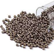 TOHO Round Seed Beads, Japanese Seed Beads, (PF556F) PermaFinish Mauve Metallic Matte, 8/0, 3mm, Hole: 1mm, about 222pcs/bottle, 10g/bottle(SEED-JPTR08-PF0556F)