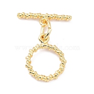 Rack Plating Brass Toggle Clasps, Long-Lasting Plated, Ring, Real 18K Gold Plated & Gunmetal, Ring: 16x13x2mm, Hole: 1.6mm, Bar: 18x5.5x2mm, Hole: 1.6mm(KK-B036-03G)