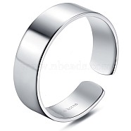 Rhodium Plated 925 Sterling Silver Open Cuff Ring, Simple Stackable Ring for Women, Platinum, 6mm, US Size 5 1/4(15.9mm)(JR868A-03)