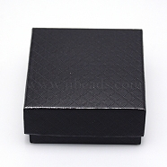 Cardboard Jewelry Boxes, with Black Sponge, for Jewelry Gift Packaging, Square, Black, 7.5x7.5x3.5cm(CBOX-WH0007-04B)