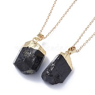 Natural Tourmaline Pendant Necklaces, with Brass Cable Chains and Lobster Claw Clasps, Packing Box, Golden, 16.9~17 inch(43~43.4cm), 1.5mm(NJEW-JN02425)