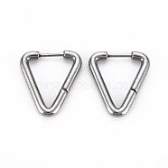 Triangle Huggie Hoop Earrings for Women, Hypoallergenic and Safe for Sensitive Ears, with 316 Surgical Stainless Steel Pin, Stainless Steel Color, 10 Gauge, 20x17.5x2.5mm, Pin: 1mm(EJEW-N016-009-NR)