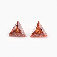 Cubic Zirconia Pointed Back Cabochons, Triangle, Faceted, Orange Red, 5x6x3mm(ZIRC-WH0001-A12)