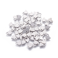 201 Stainless Steel Charms, Stamping Blank Tag, Heart, Stainless Steel Color, 6x6x1mm, Hole: 1mm(STAS-L234-043P)
