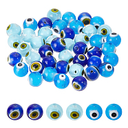 48Pcs 3 Colors Handmade Evil Eye Lampwork Round Beads, Mixed Color, 8mm, Hole: 1mm, 16pcs/color(LAMP-NB0001-85)