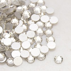 Glass Flat Back Rhinestone, Grade A, Back Plated, Faceted, Half Round, Crystal, 8~8.3mm, about 144pcs/bag(X-RGLA-C002-SS40-001)
