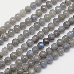 Natural Labradorite Round Bead Strands, 6mm, Hole: 1mm, about 59~62pcs/strand, 15.5 inch(X-G-I156-01-6mm)