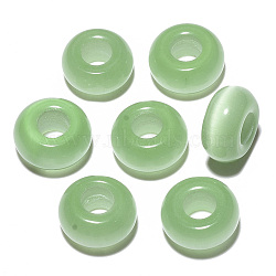 Cat Eye European Beads, Large Hole Beads, Rondelle, Dark Sea Green, 14x7mm, Hole: 5~6mm(G-S359-071G)