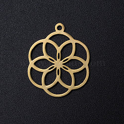 304 Stainless Steel Filigree Charms, Seed of Life/Sacred Geometry, Golden, 22.5x18.5x1mm, Hole: 1.5mm(X-A-STAS-T049-T671-2)