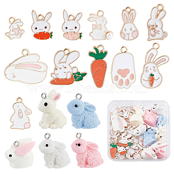 DIY Pendant Jewelry Making Finding Kit, Including Rabbit & Carrot Alloy Enamel & Resin Pendants, with ABS Plastic Imitation Pearl, Mixed Color, 34Pcs/box(DIY-SC0019-93)