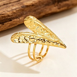 304 Stainless Steel Cuff Open Rings for Women, Heart, Golden, 18mm(SA-CBAF040-07G)
