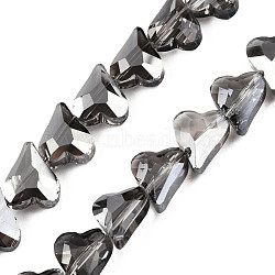Electroplate Transparent Glass Beads Strands, Faceted, Heart, Gray, 12x10x5mm, Hole: 1mm, about 60Pcs/strand, 24.41 inch(62cm)(EGLA-N002-44-11)
