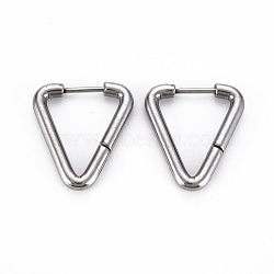 Tarnish Resistant Triangle Huggie Hoop Earrings for Women, Hypoallergenic and Safe for Sensitive Ears, with 316 Surgical Stainless Steel Pin, Stainless Steel Color, 10 Gauge, 20x17.5x2.5mm, Pin: 1mm(EJEW-N016-009-NR)