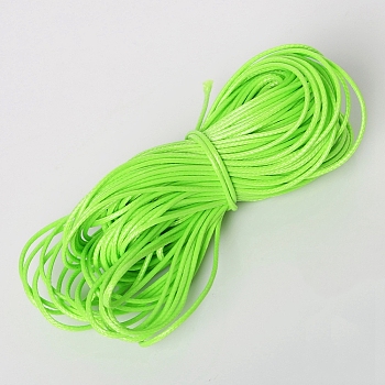 Waxed Polyester Cord, Round, Green Yellow, 1mm, 15m/bundle