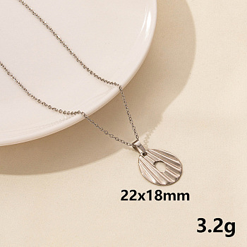 304 Stainless Steel Round Pendant Necklaces, Cable Chain Necklaces
