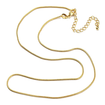 Long-Lasting Plated Brass Round Snake Chain Necklaces for Women, Cadmium Free & Lead Free, Real 18K Gold Plated, 16.22 inch(41.2cm)