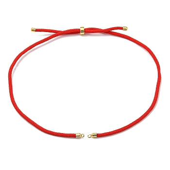 Nylon Cords Necklace Making, with Golden Brass Findings, Long-Lasting Plated, Red, 22~22.8 inch(56~58cm), Hole: 1.7mm