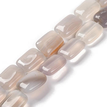 Natural White Agate Beads Strands, Rectangle, 18x13.5x5.5mm, Hole: 1.2mm, about 22pcs/strand, 15.75 inch(40cm)