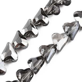 Electroplate Transparent Glass Beads Strands, Faceted, Heart, Gray, 12x10x5mm, Hole: 1mm, about 60Pcs/strand, 24.41 inch(62cm)