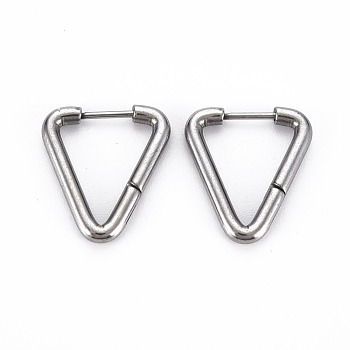 Triangle Huggie Hoop Earrings for Women, Hypoallergenic and Safe for Sensitive Ears, with 316 Surgical Stainless Steel Pin, Stainless Steel Color, 10 Gauge, 20x17.5x2.5mm, Pin: 1mm