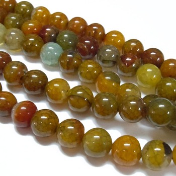 Natural Agate Beads Strands, Dyed, Round, Coconut Brown, 10mm, Hole: 1mm, about 38pcs/strand, 15 inch
