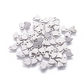 201 Stainless Steel Charms, Stamping Blank Tag, Heart, Stainless Steel Color, 6x6x1mm, Hole: 1mm